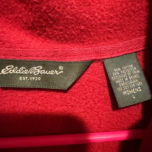 Eddie Bauer fleece Red Quarter-Zip Pullover - Picture 3 of 5